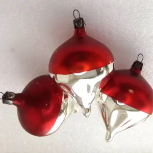 Set of 3 Vintage Ukrainian Glass Christmas Tree Ornaments Parachutes