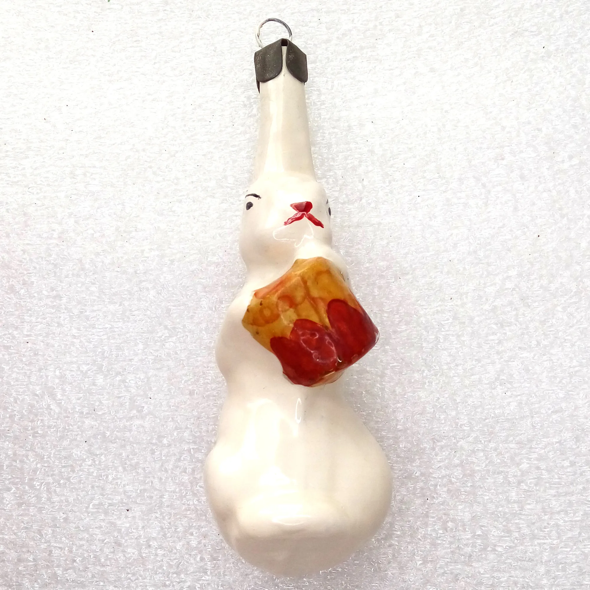 Vintage Ukrainian Glass Christmas Ornament Hare