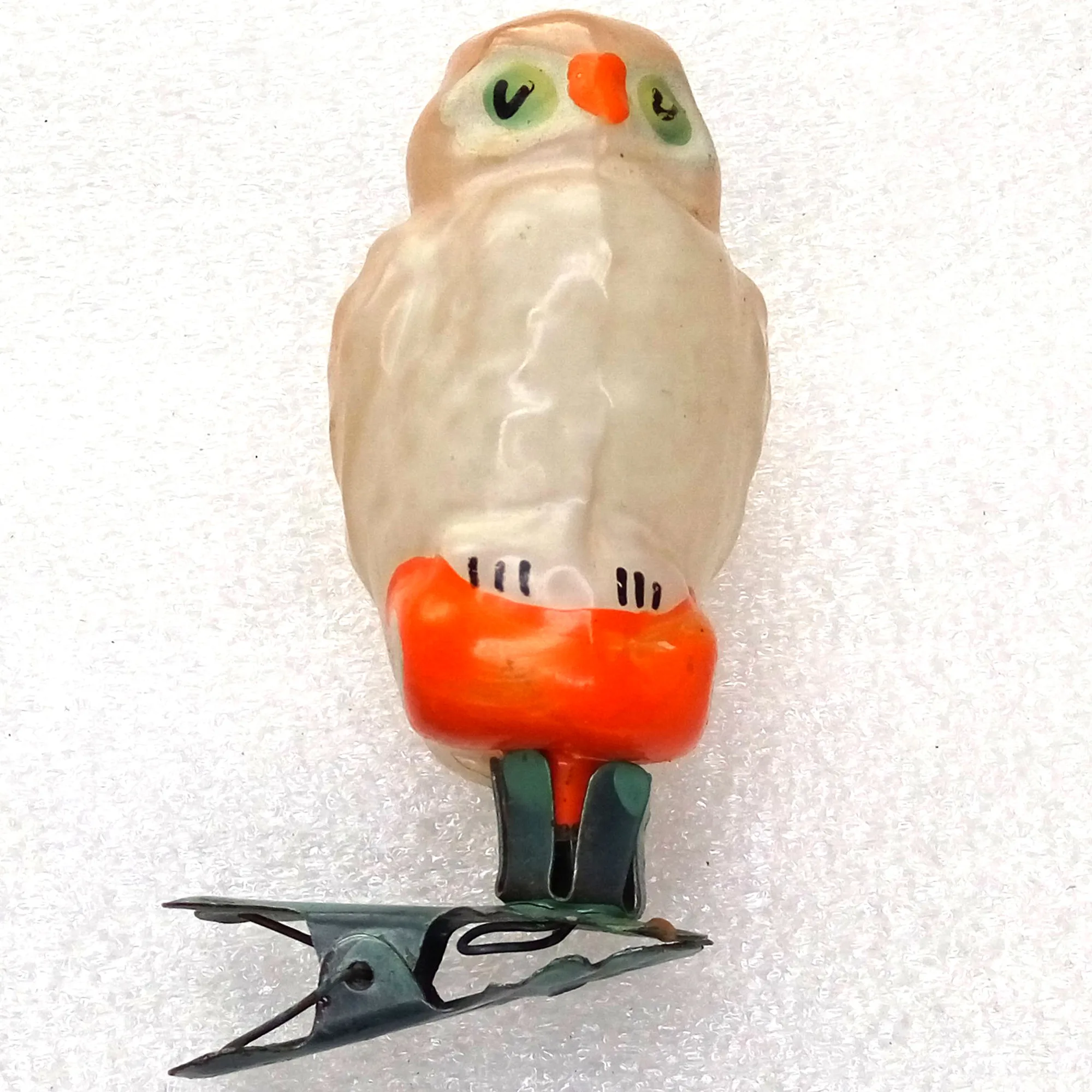 Vintage Ukrainian Glass Christmas Ornament Wise Owl
