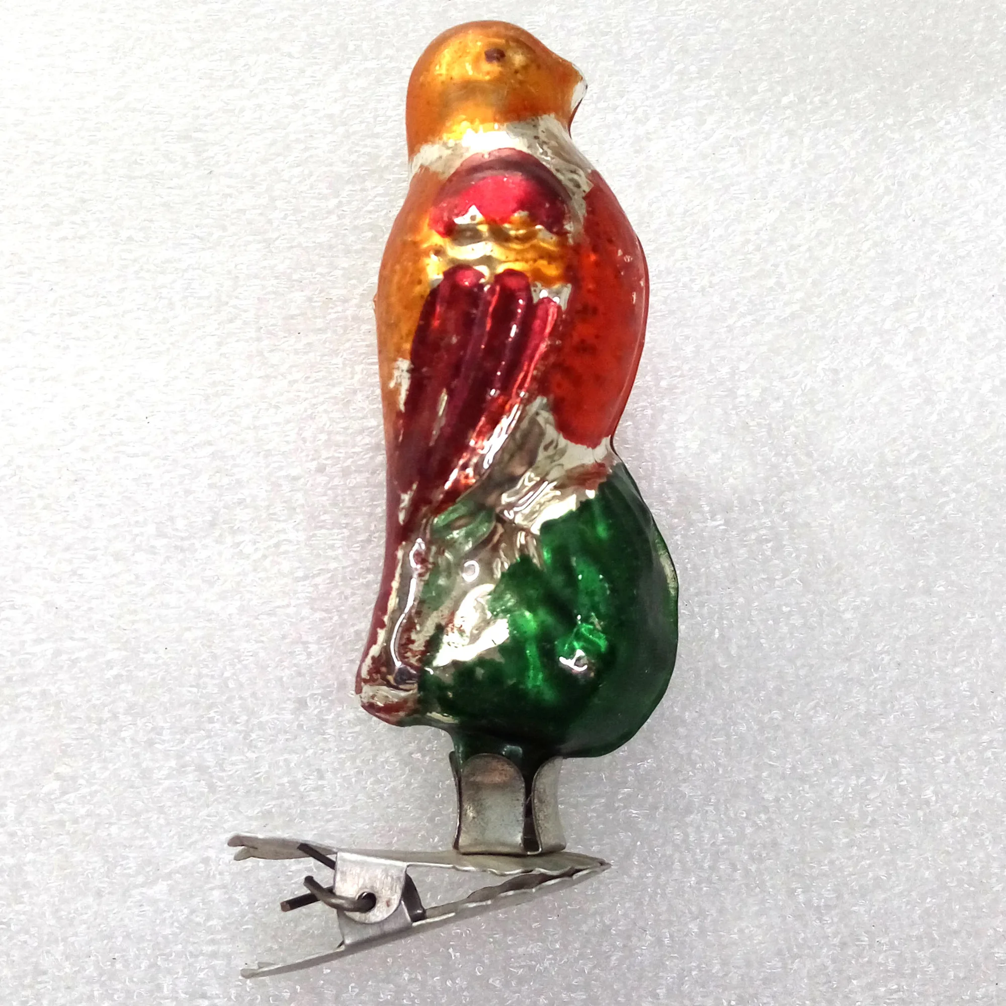 Vintage Ukrainian Glass Christmas Ornament Bird