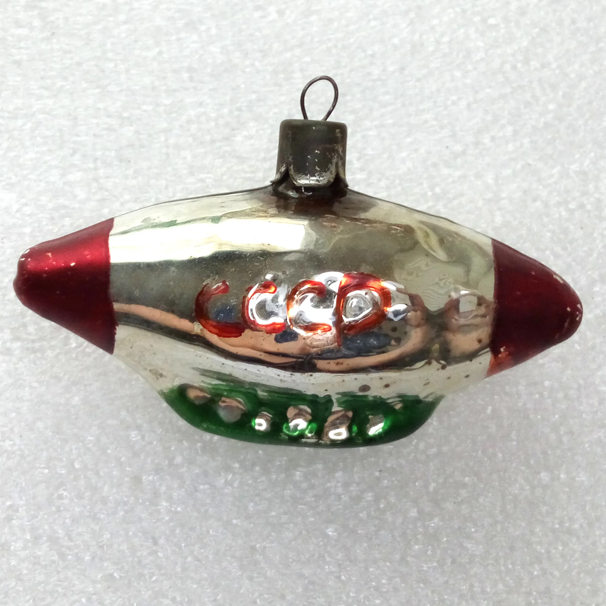 Vintage Mercury Glass Christmas USSR Ornament Dirigible