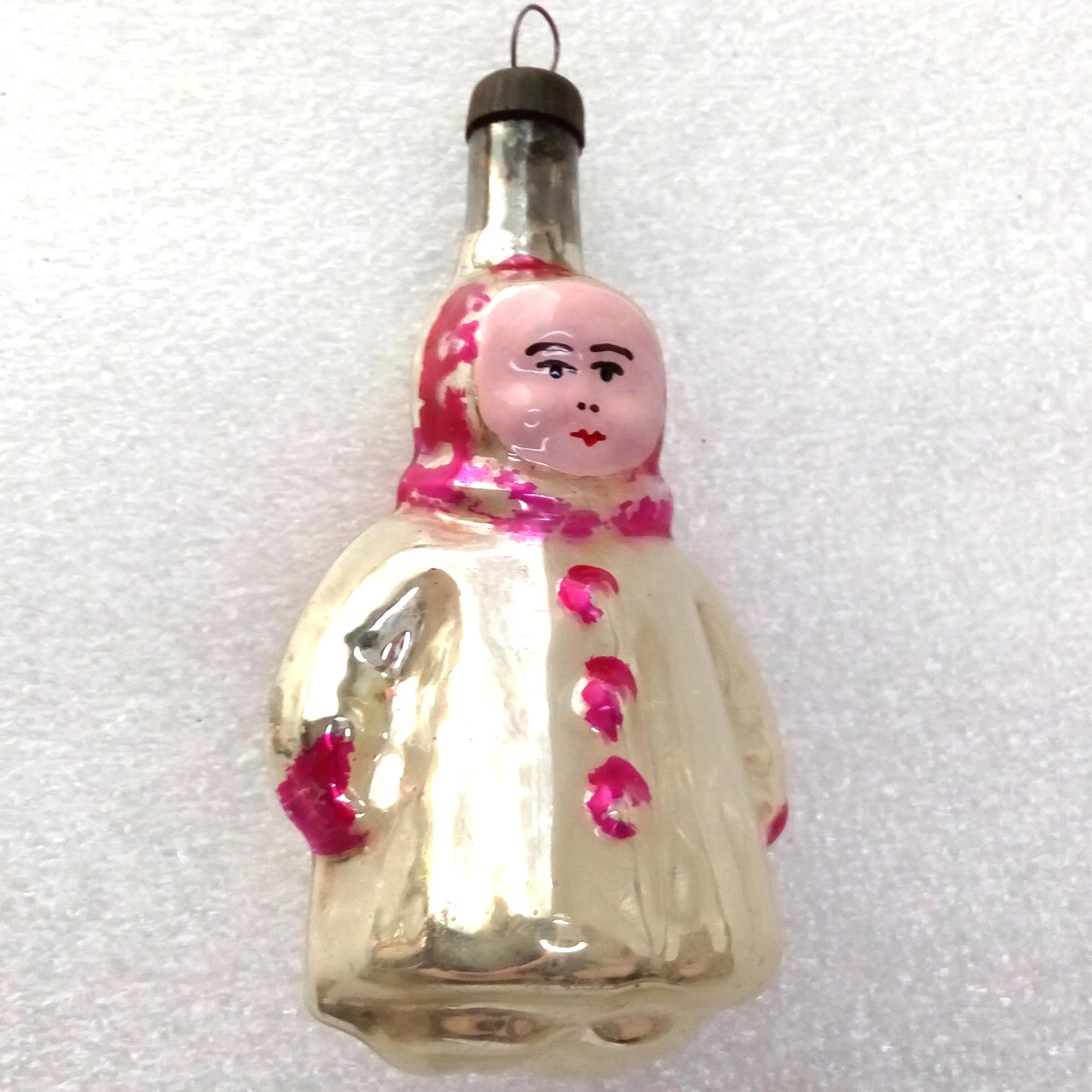 Vintage Ukrainian Glass Christmas Ornament Girl