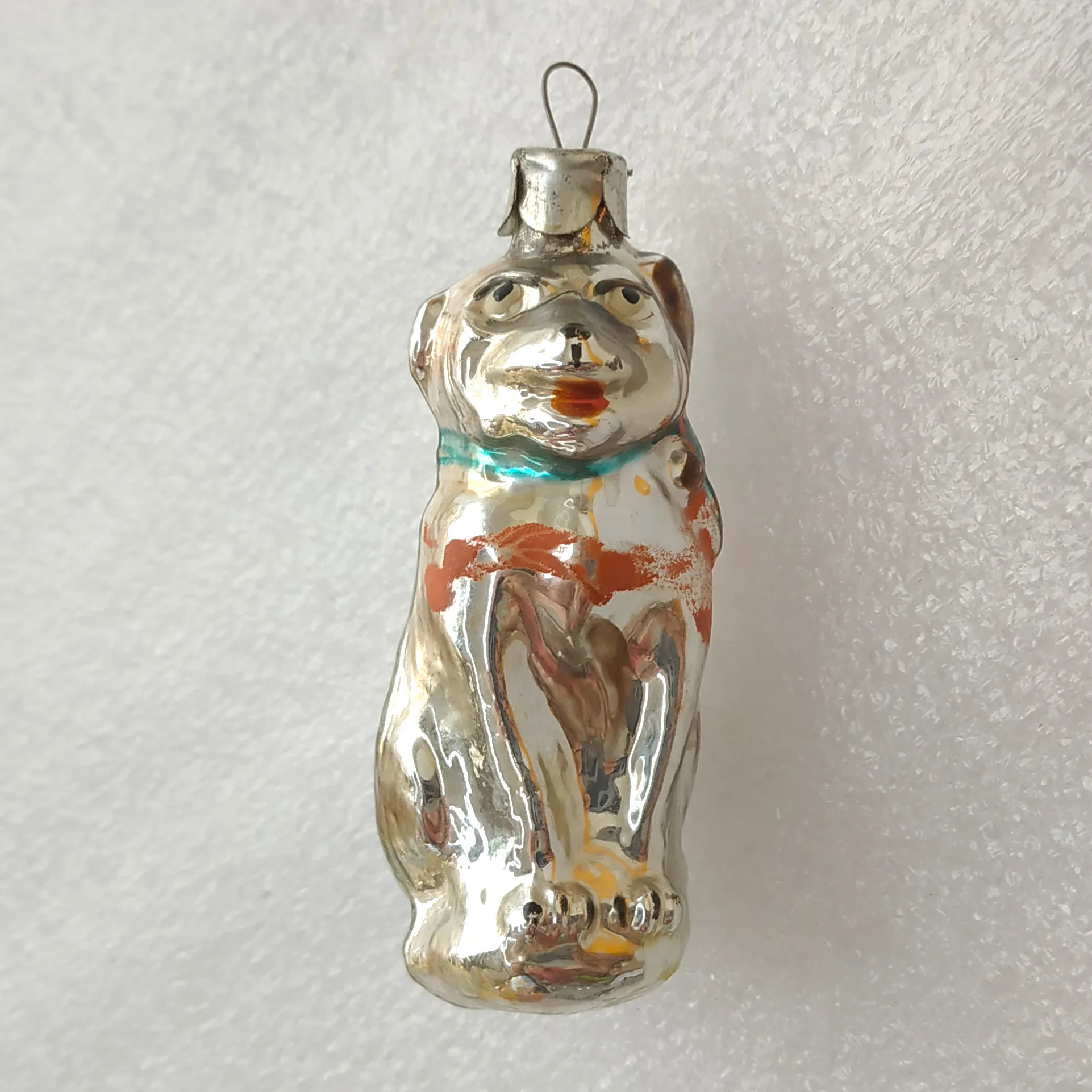 Antique Vintage Mercury Glass USSR Christmas Ornament Dog