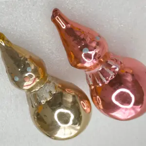 Set of 2 Antique Vintage USSR Silver Glass Christmas Ornament Snowmen