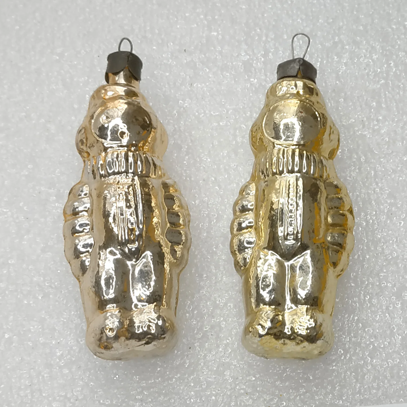 Set of 2 Antique Vintage USSR Glass Christmas Ornament Toys Astronauts