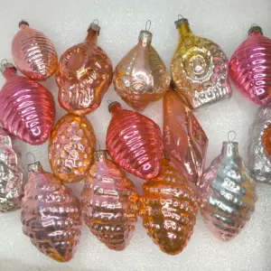 Set of 15 Antique Vintage USSR Glass Christmas Ornament Toy