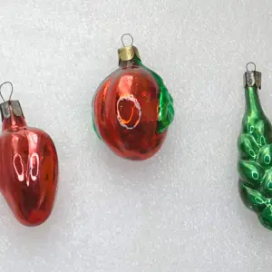 Set of 3 Antique Unique Vintage Silver Glass Christmas Ornaments