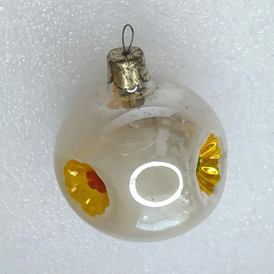 Antique Vintage USSR Silver Glass Christmas Ornament Old Lantern
