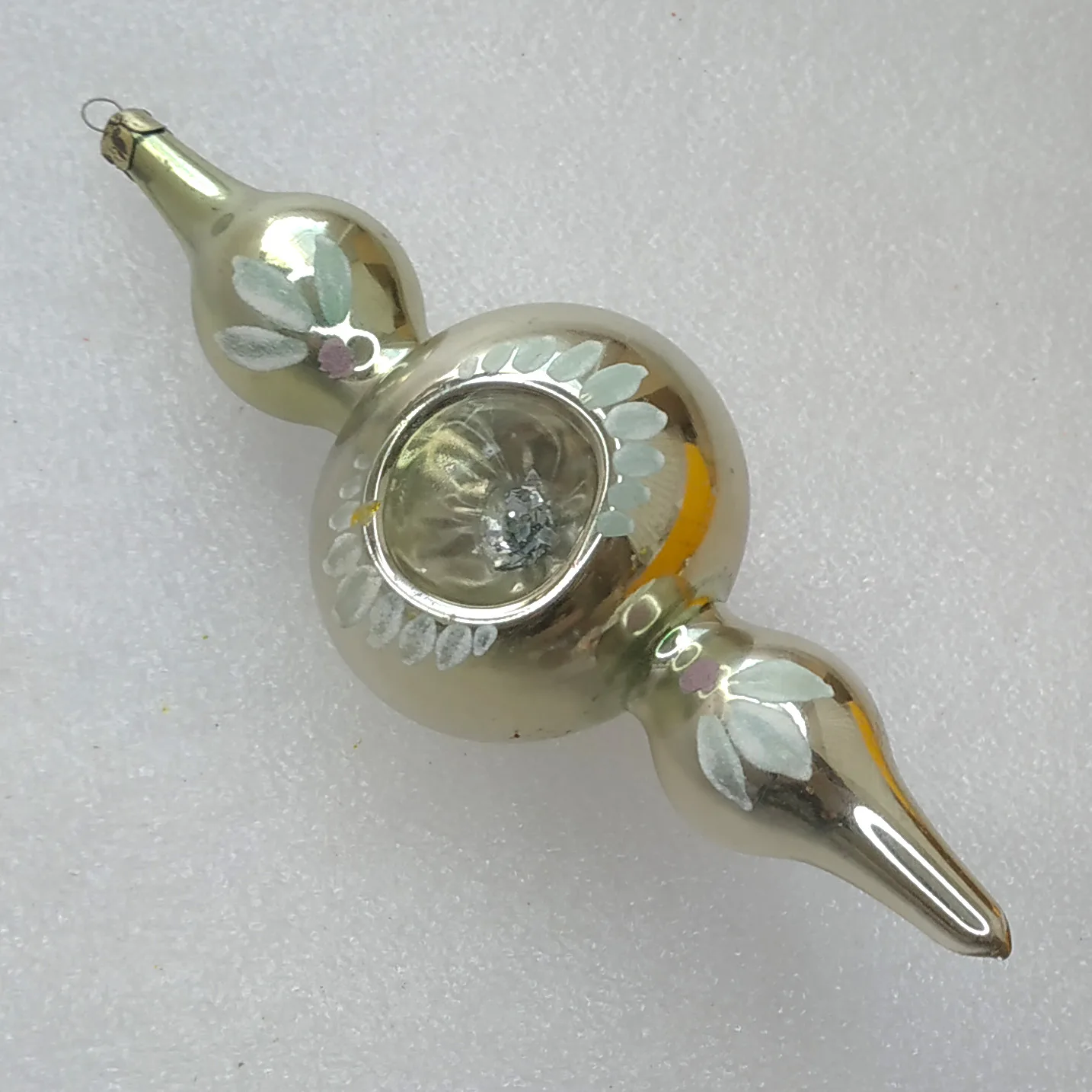 Antique Vintage USSR Silver Glass Christmas Ornament Big Icicle
