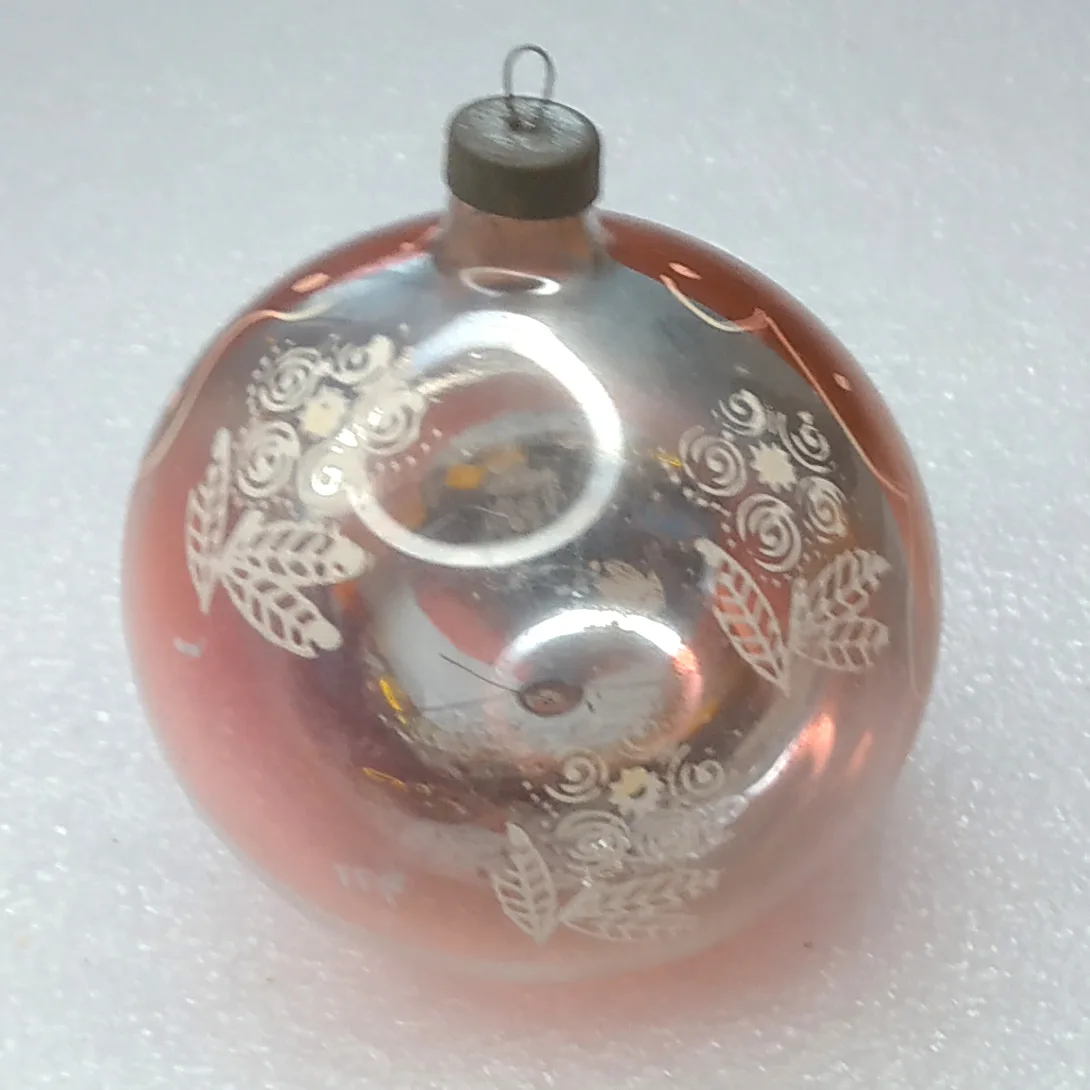 Antique Vintage Silver Glass USSR Christmas Ornament Ball