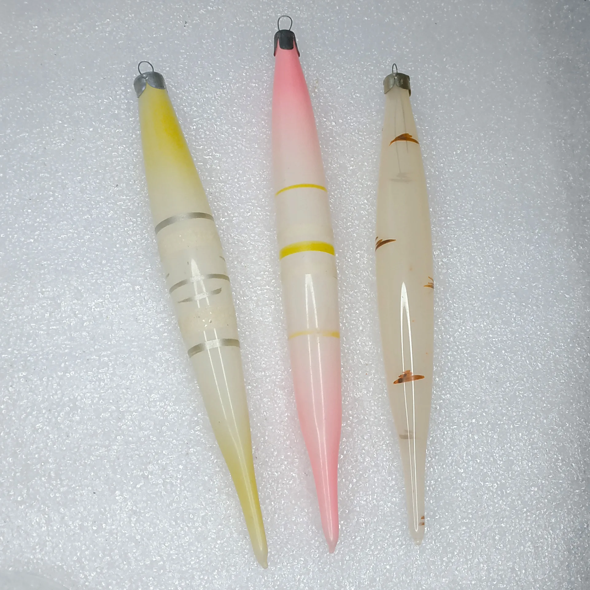 Set of 3 Antique Vintage Glass USSR Christmas Ornament Toy Icicles