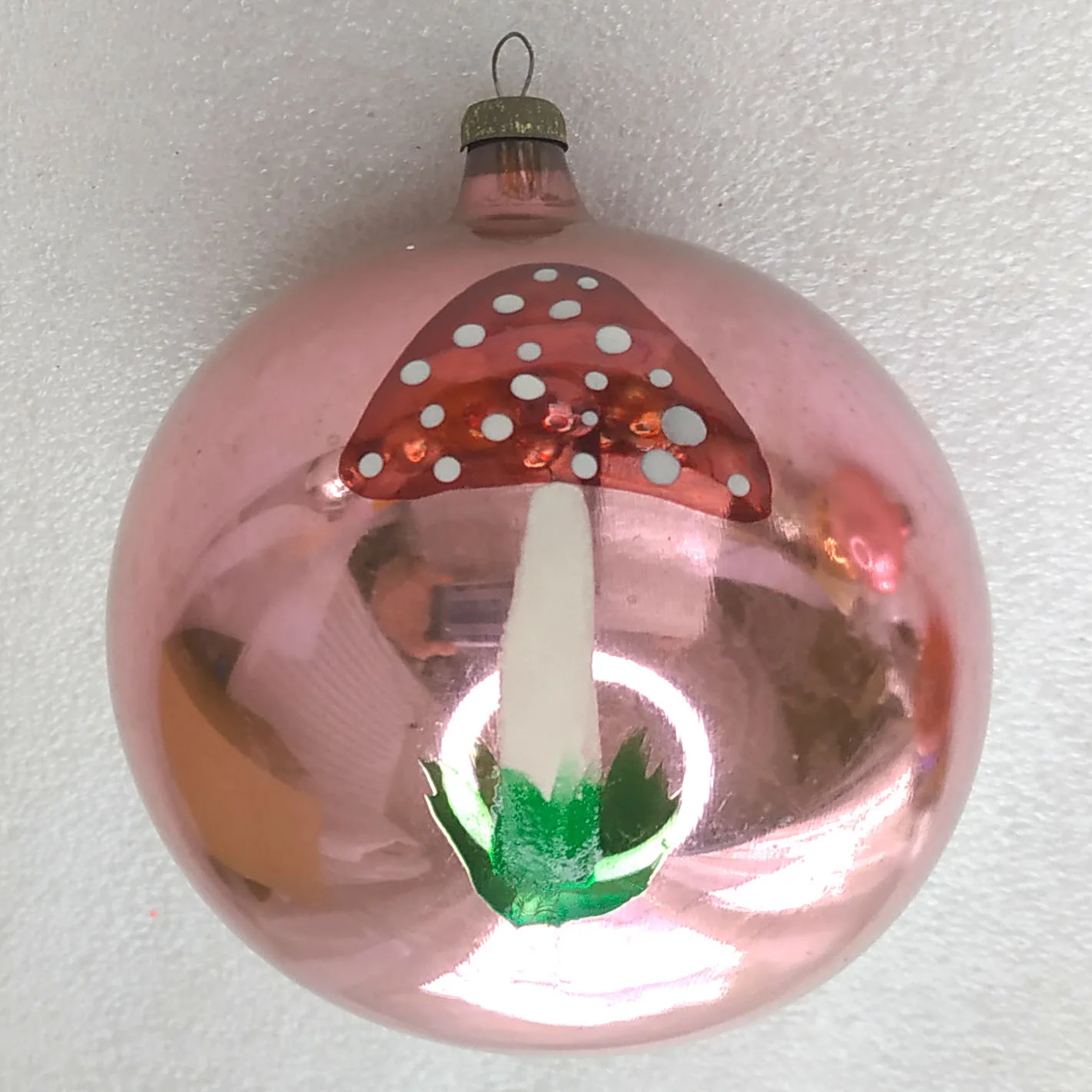 Antique Unique Vintage Glass Christmas Ornament Mushroom