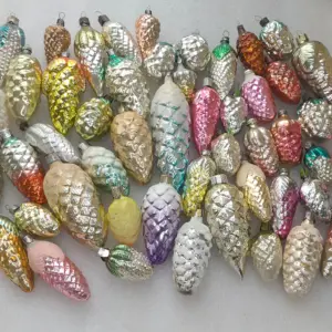 Set of 49 Antique Vintage Glass Christmas Ornaments Pinecones