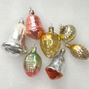 Set of 7 Antique Vintage Glass Christmas Ornaments