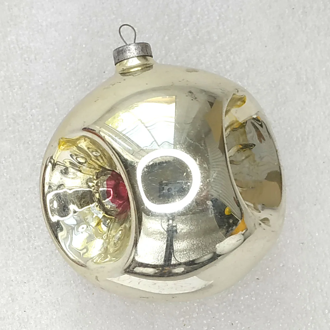 Antique Vintage Glass Christmas Ornament Ball Lantern