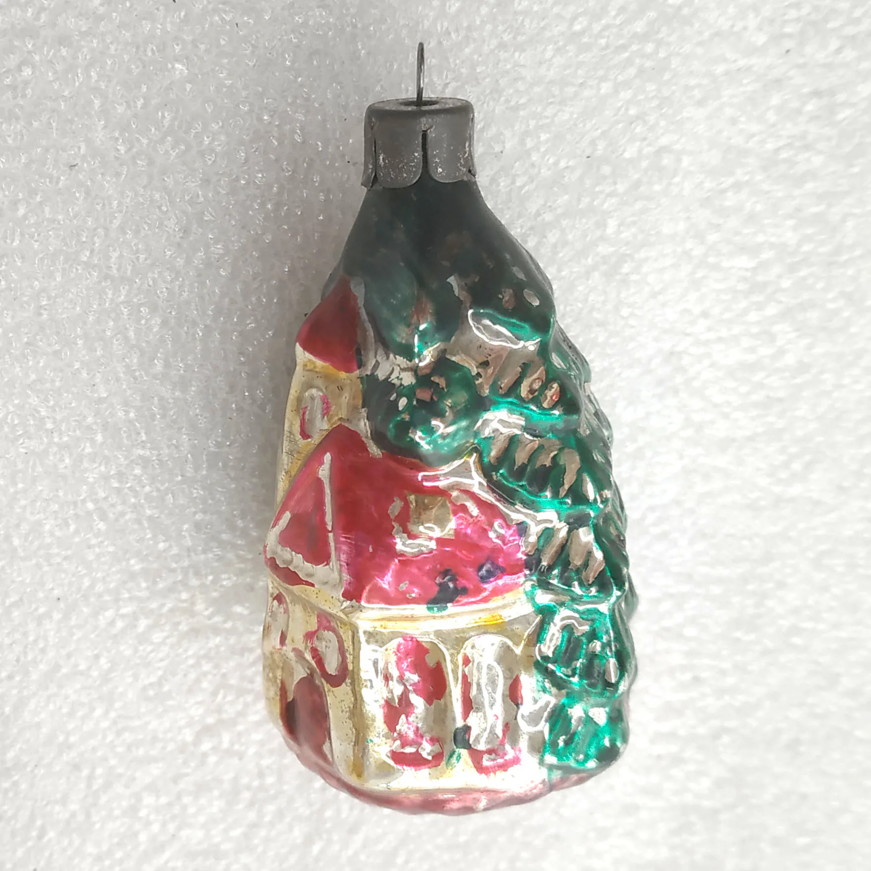 Antique Vintage Glass Christmas Ornament Castle in Forest