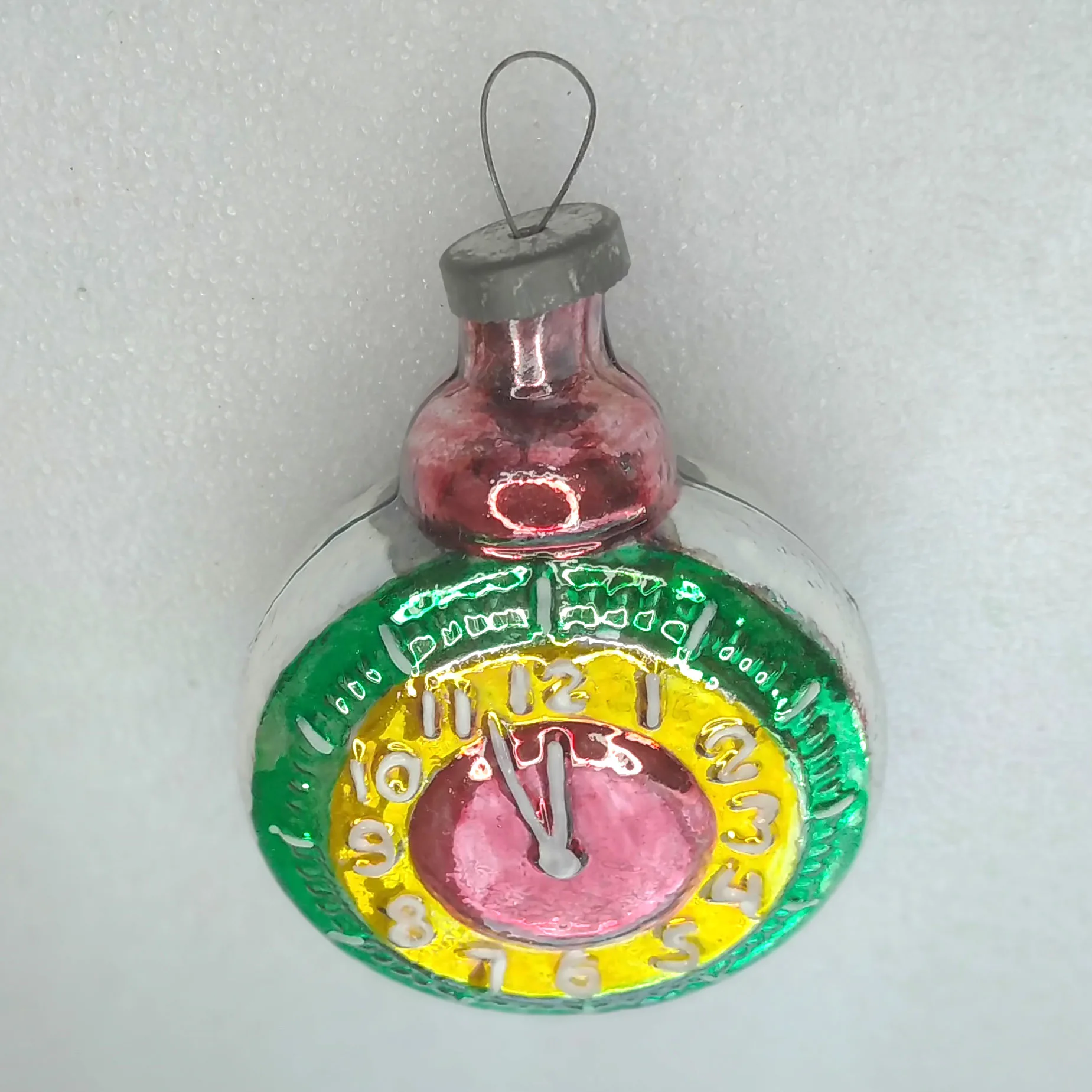 Huge Antique Unique Vintage Glass Christmas Ornament Clock