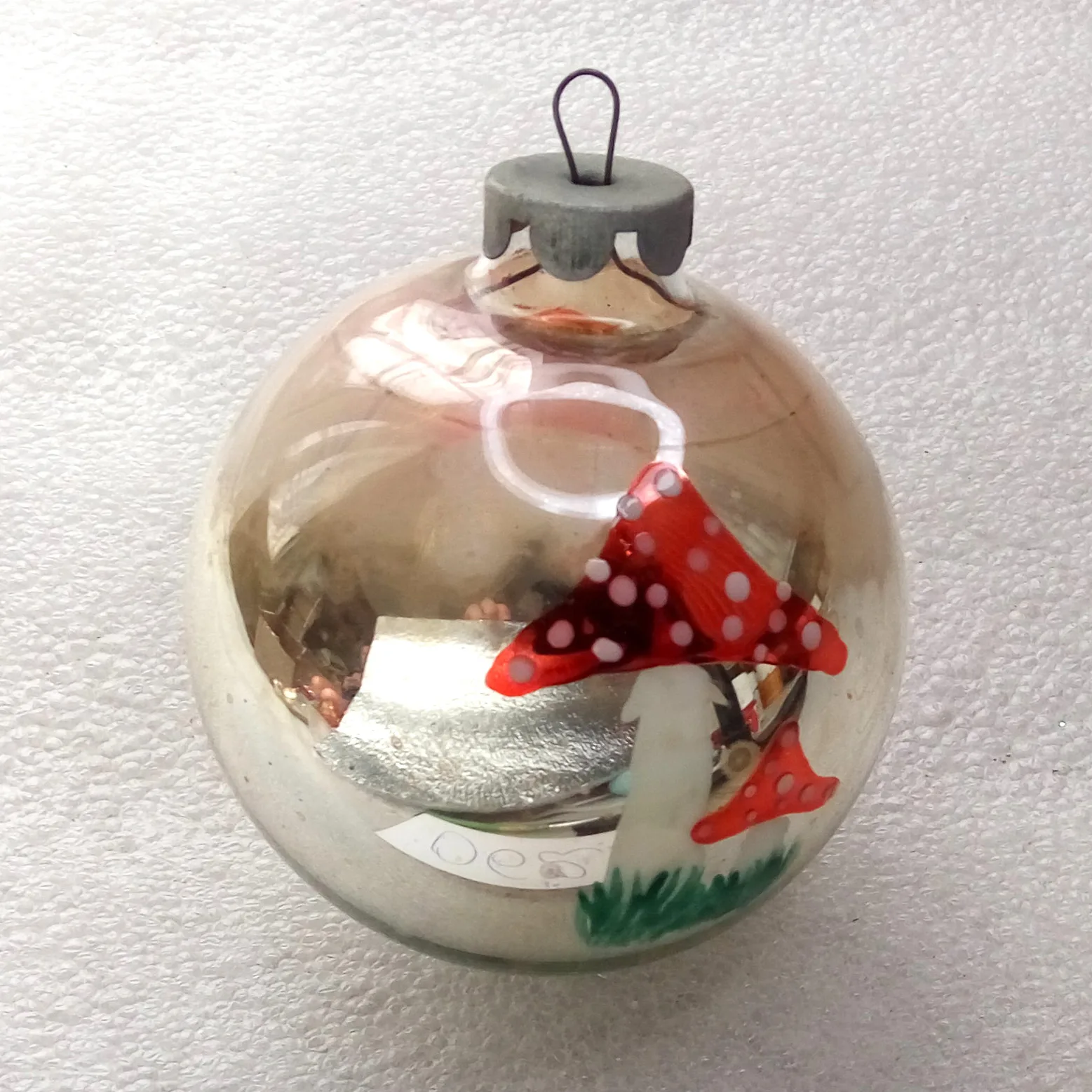 Antique Unique Vintage Glass Christmas Ornament Ball Mushrooms