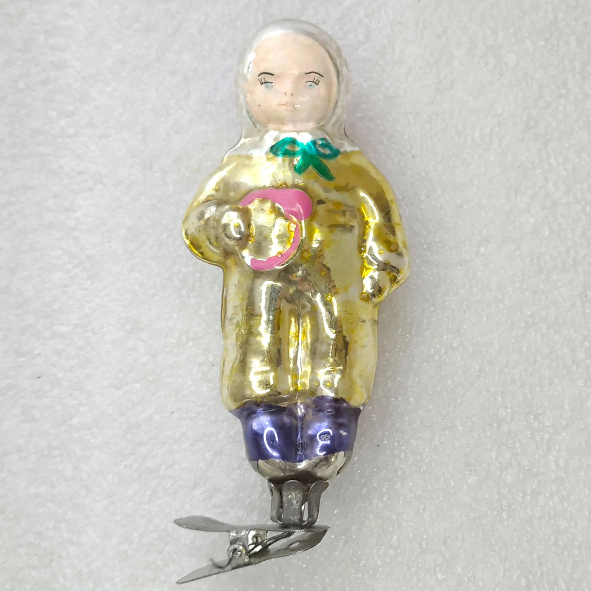 Antique Vintage USSR Glass Christmas Tree Ornament Baby