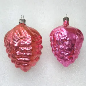 Set of 2 Antique USSR Vintage Glass Christmas Ornament Berries