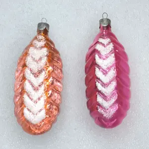 Set of 2 Antique Vintage Russian Glass Christmas Ornaments