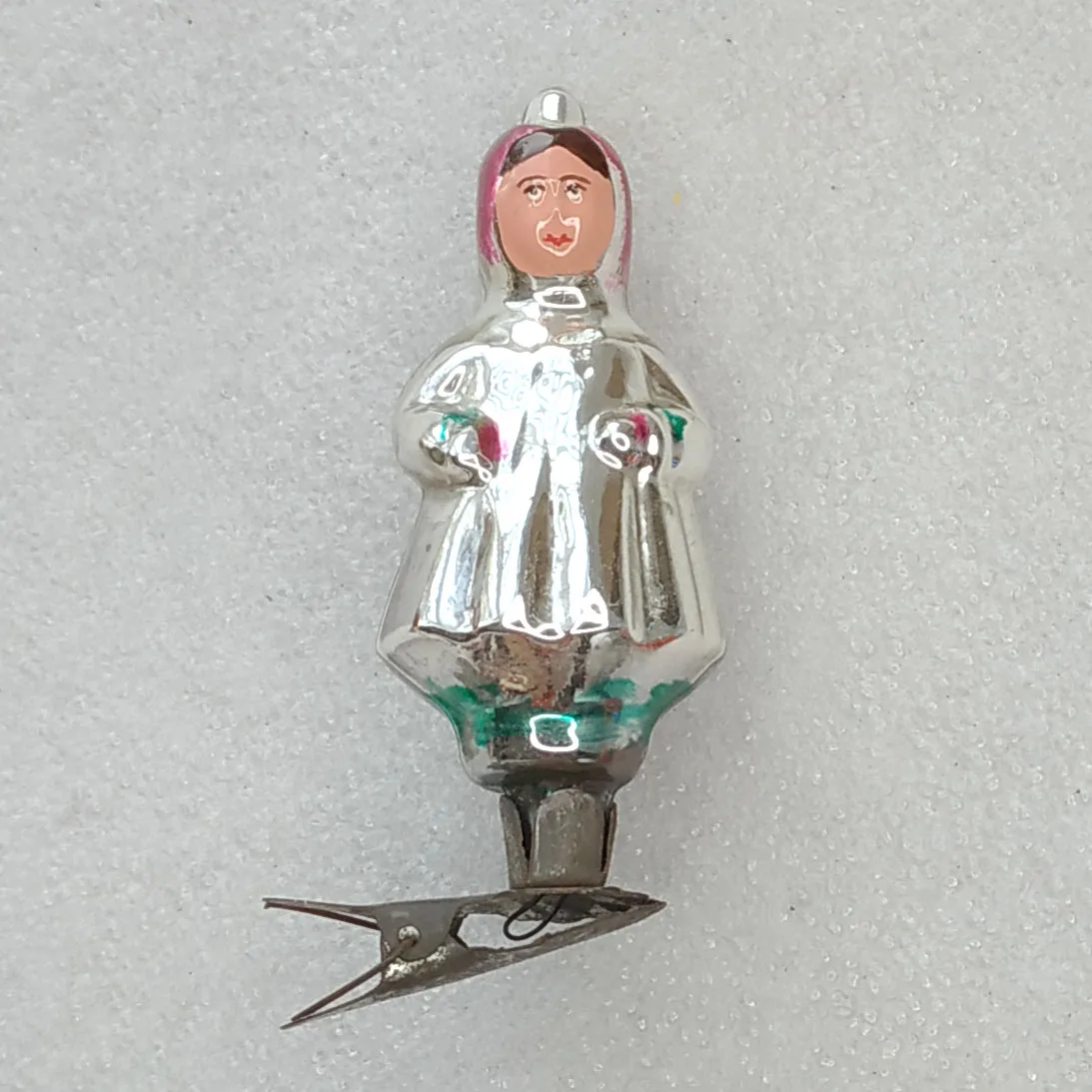 Antique Vintage Russian Glass Christmas Ornament Woman