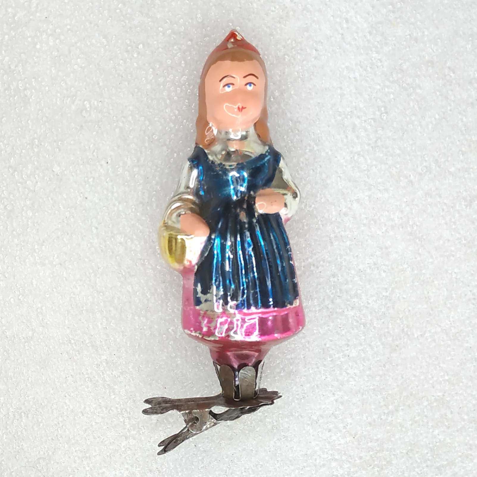 Antique Vintage Russian Glass Christmas Ornament Red Hood