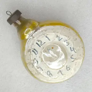 Huge Antique Vintage Russian Glass Christmas Ornament Old Clock