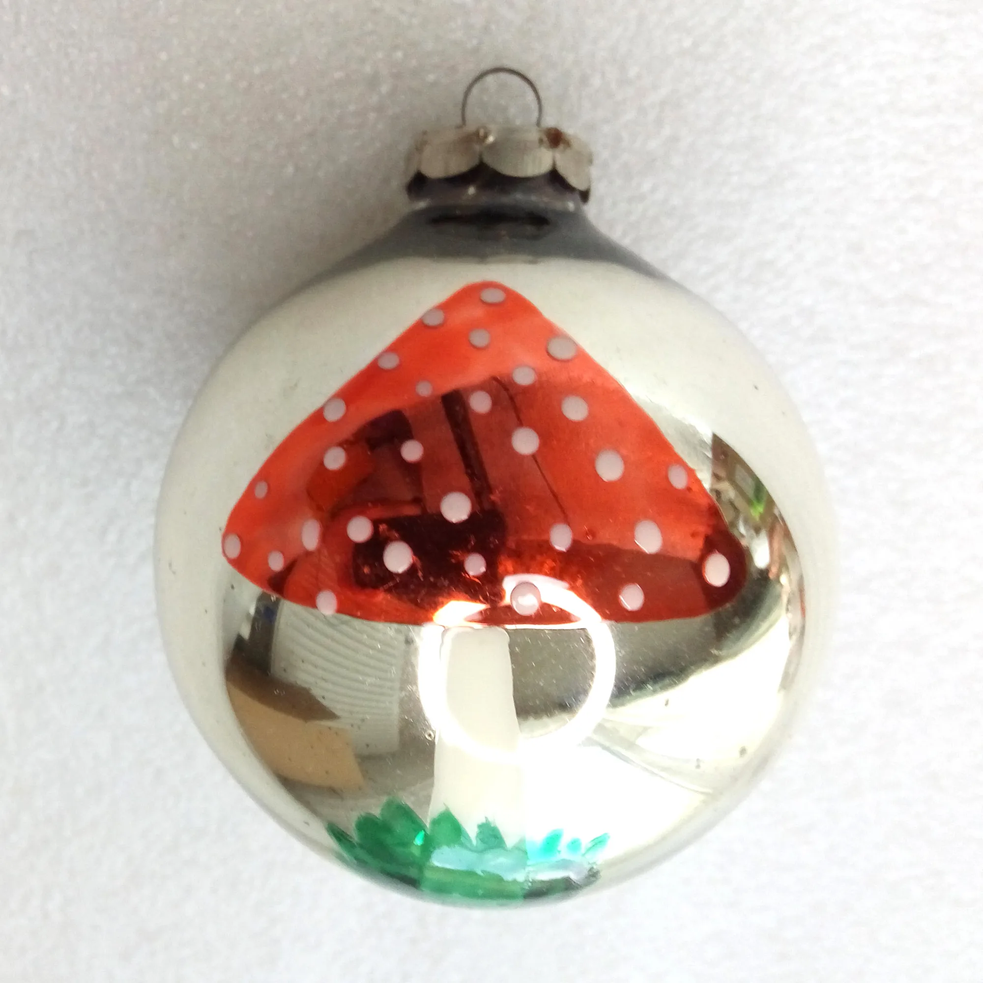 Antique Unique Vintage Glass Christmas Ornament Ball Mushrooms