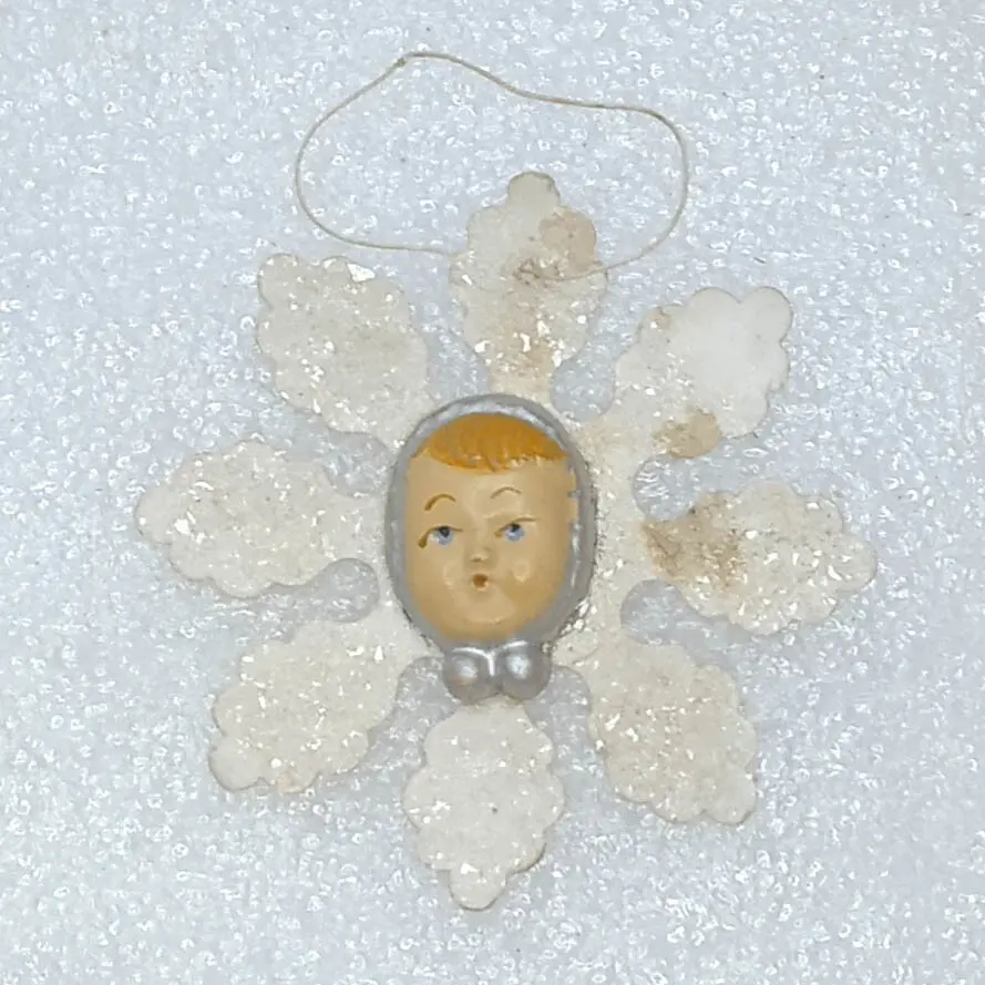 Antique Vintage Russian Christmas Tree Ornament Snowflake Girl
