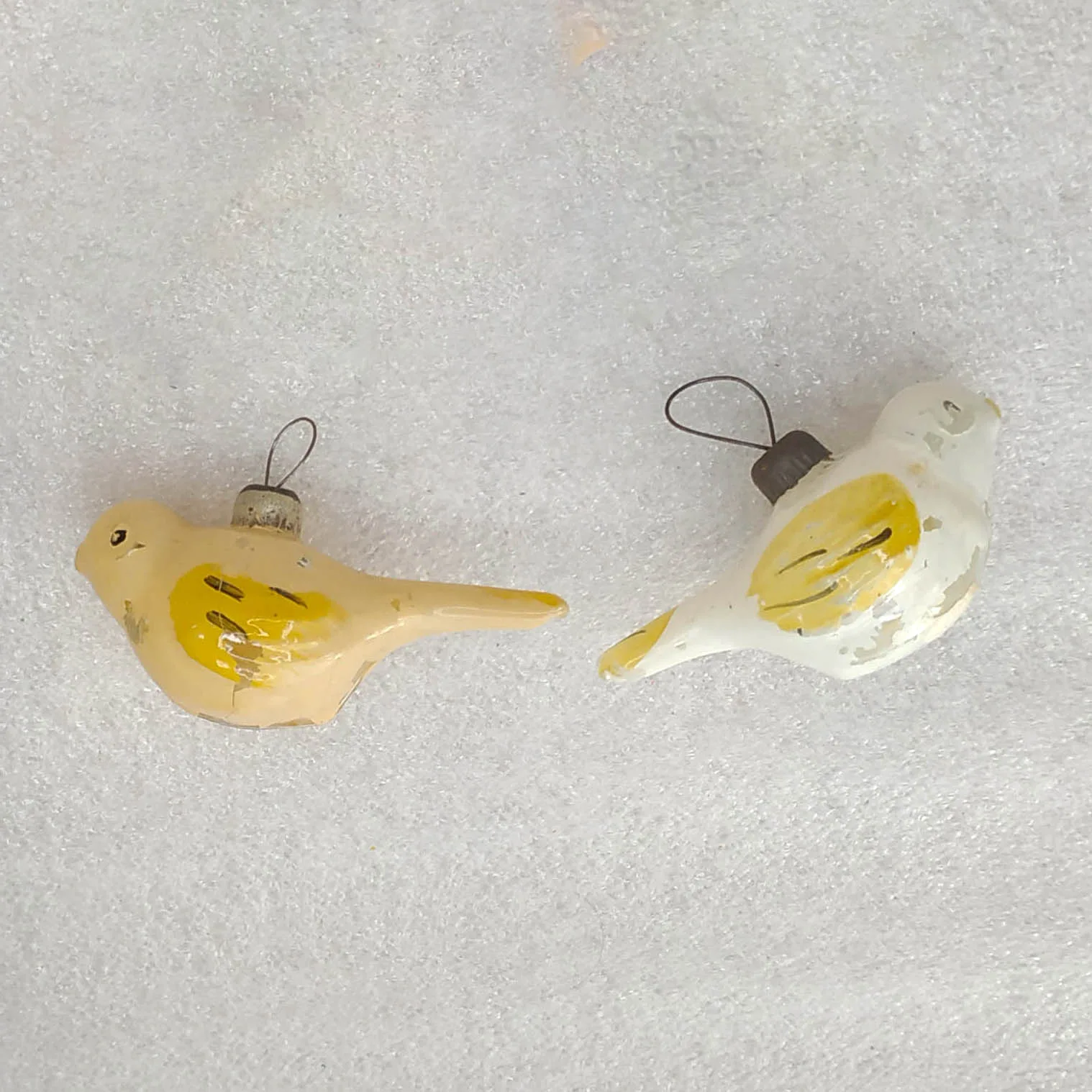 Set of 2 Antique Vintage Glass Christmas USSR Ornament Toy Decor Birds