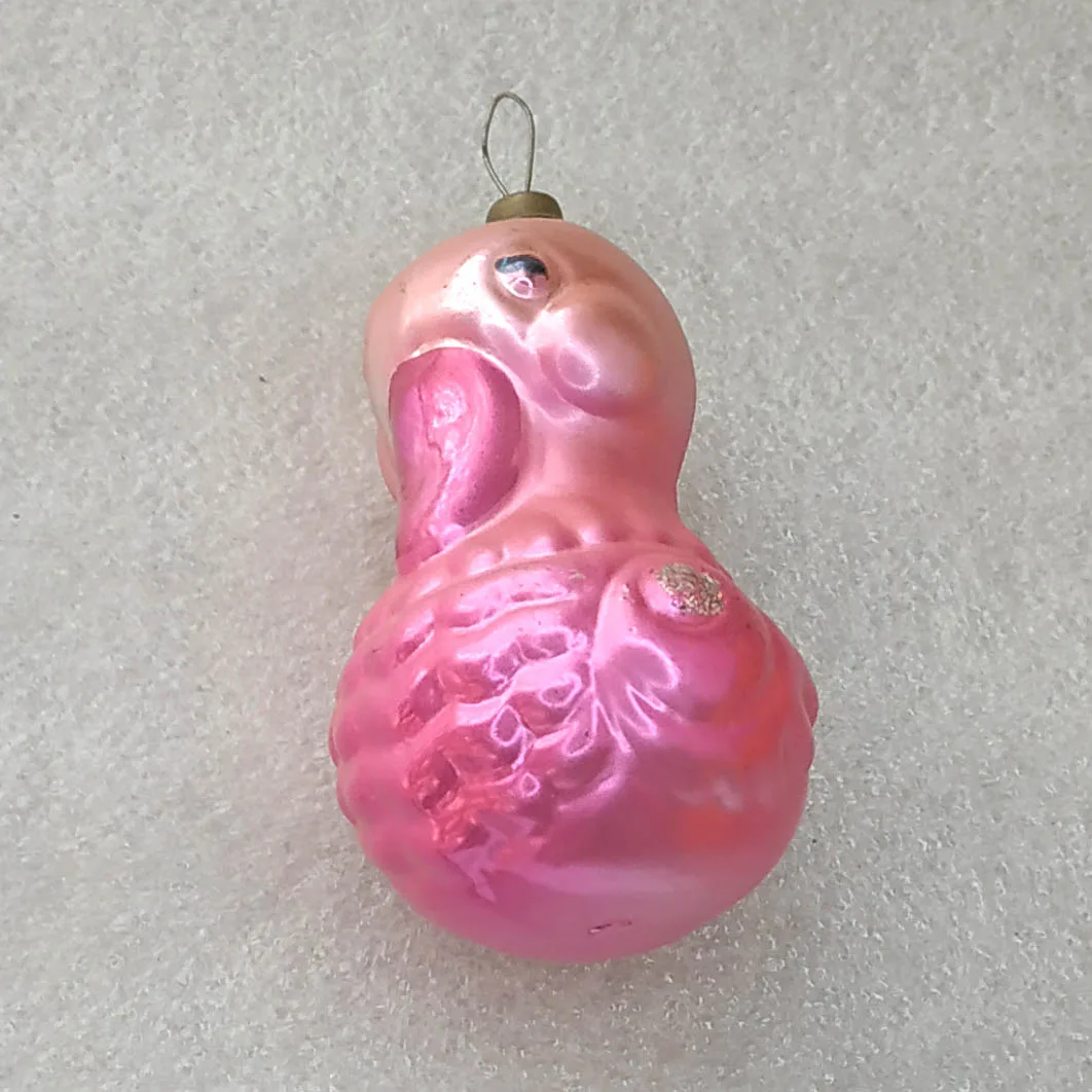 Antique Vintage Silver Glass Christmas Ornament USSR Tree Decor Duck