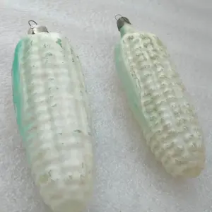 Set of 2 Antique Vintage Glass Christmas Tree Ornaments USSR Corns