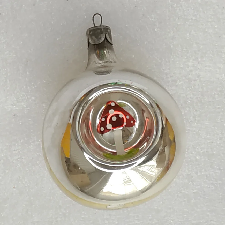Antique Vintage Silver Glass Christmas Ornament Lantern