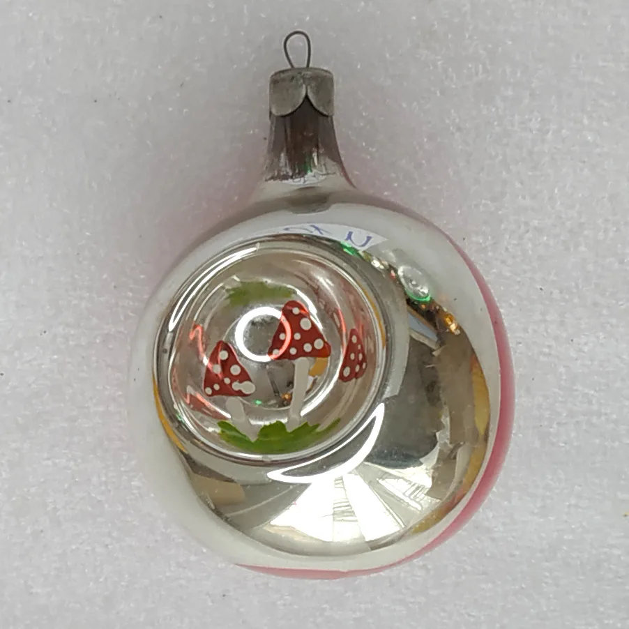 Antique Vintage Silver Glass Christmas Ornament Lantern