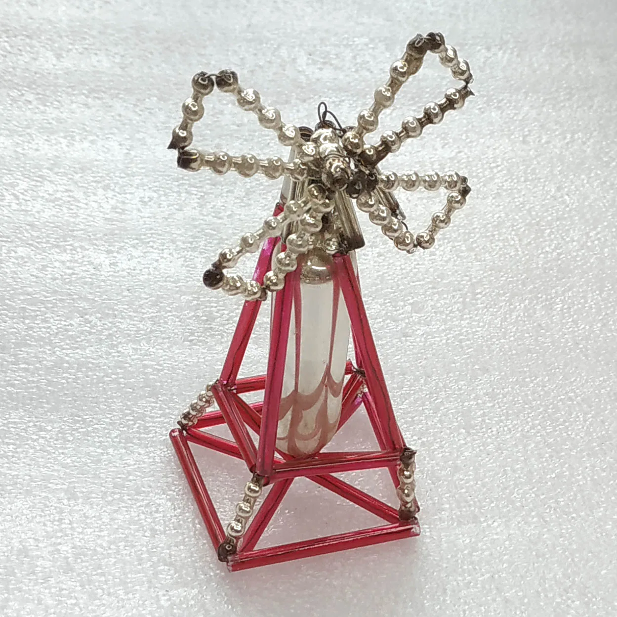 Vintage Christmas Tube Glass Ornament USSR Tree Antique Decor Wind Mill