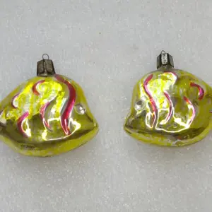 Set of 2 Vintage Christmas Silver Glass Ornament USSR Tree Antique Decor Fishes