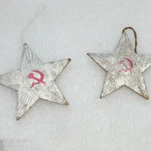 Set of 2 Vintage Christmas Cardboard Dresden Ornaments USSR Antique Decor Star