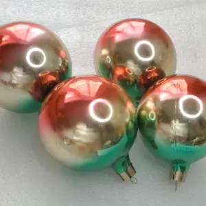 Set of 4 Vintage Christmas Silver Glass Ornaments USSR Tree Antique Decor Balls