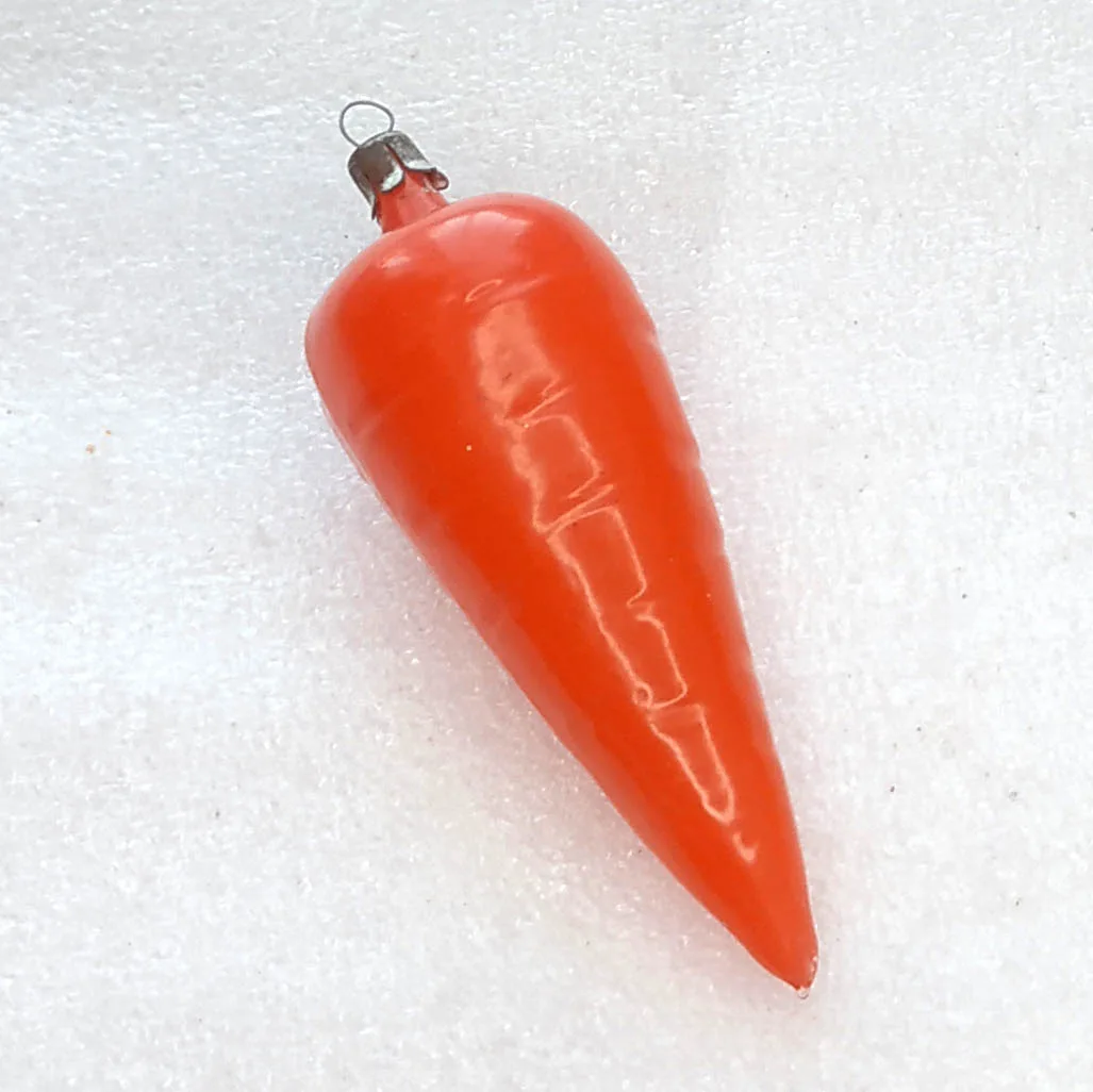 Vintage Glass Christmas Tree Ornament USSR Antique Carrot