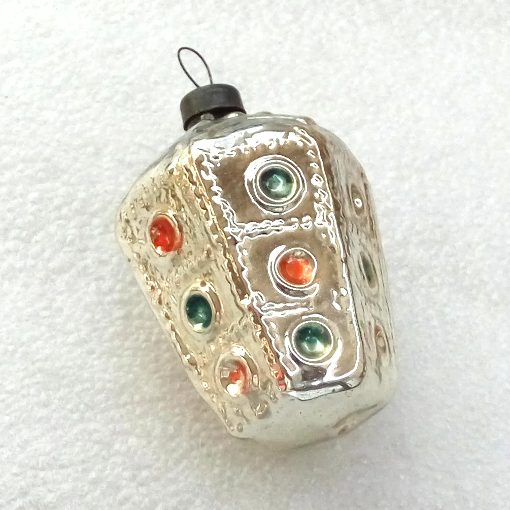 Antique Vintage Glass Christmas Ornament Traffic Light