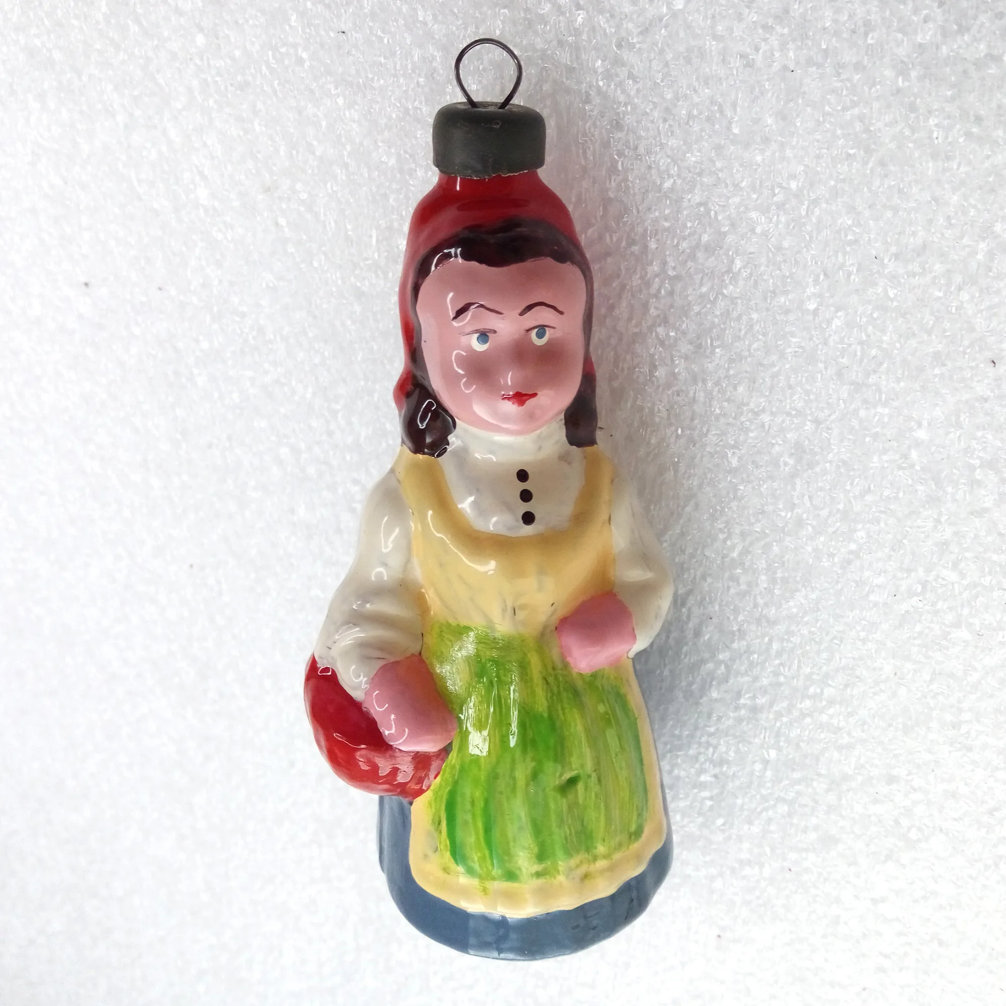 Unique Antique Vintage Glass Christmas Tree Ornament Red Hood