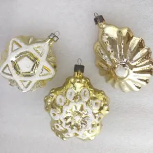 Set of 3 Antique Vintage Glass Christmas Ornament