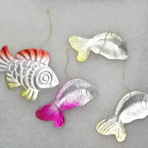 Set of 4 Antique Vintage Cardboard Christmas Ornaments Fishes