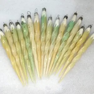 Set of 16 Old Antique Vintage Glass Christmas Ornament Icicles