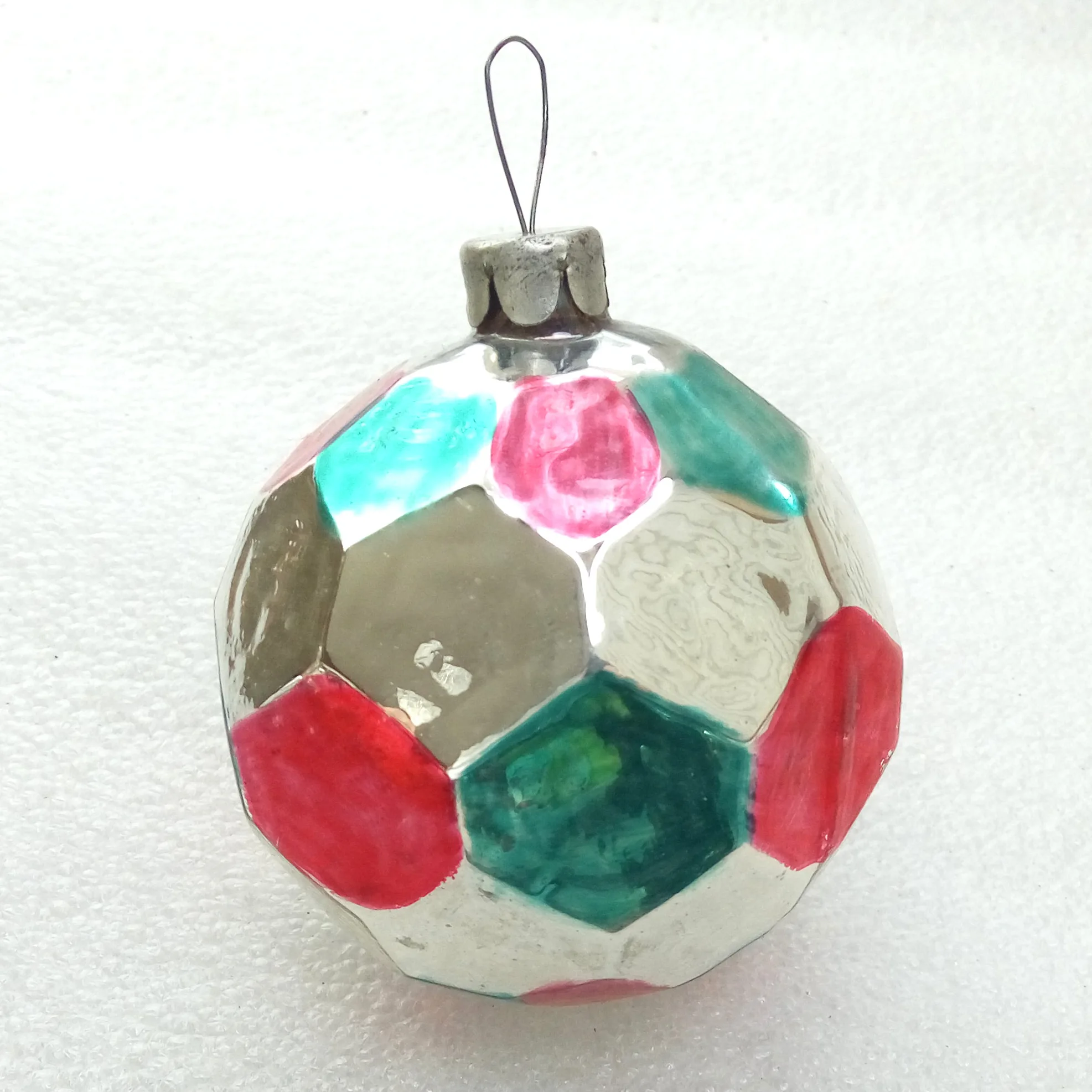 Antique Vintage Glass Christmas Ornament Faceted Ball