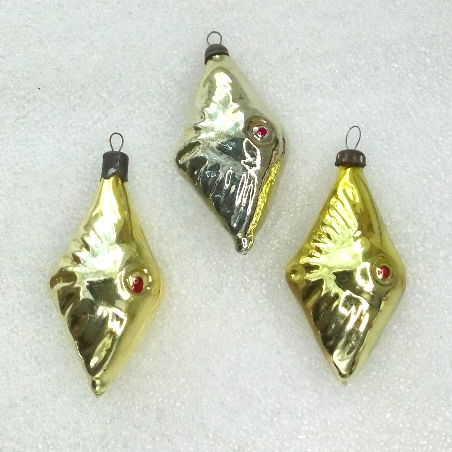 Set of 3 Antique Vintage Glass Christmas Ornaments Fishes