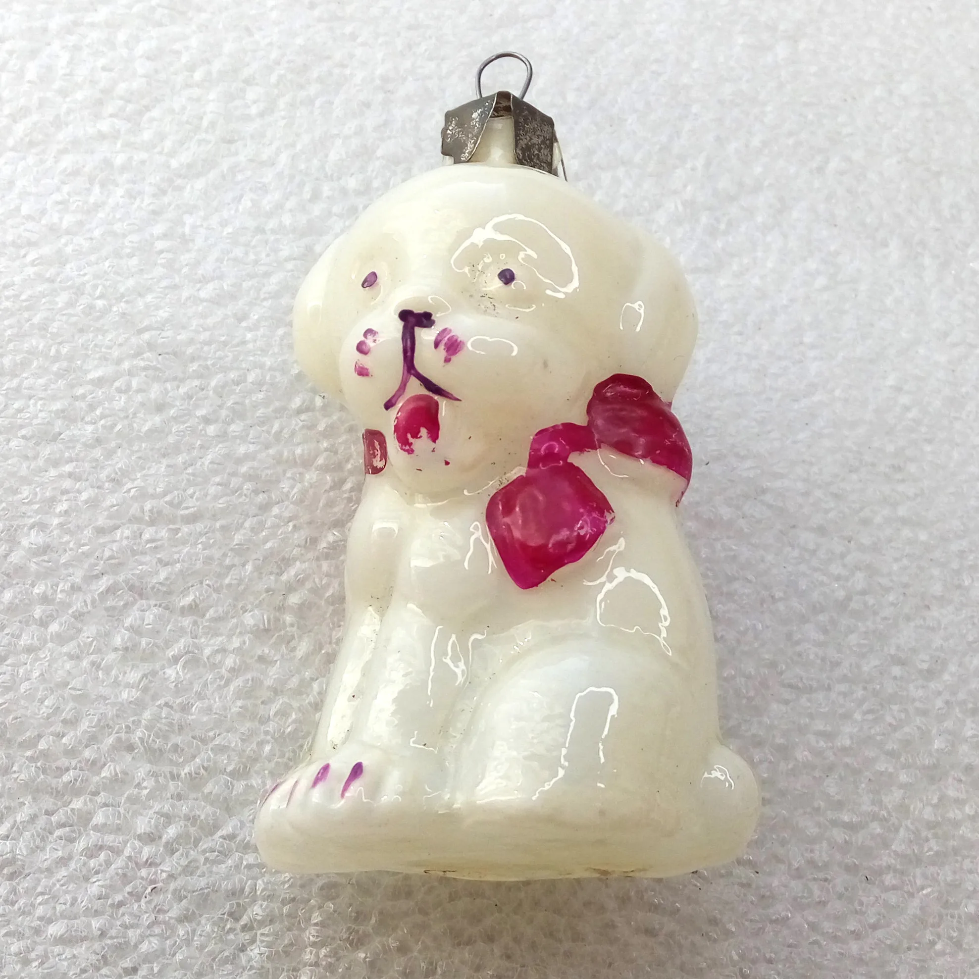 Old Antique Vintage Glass Christmas Ornament Puppy