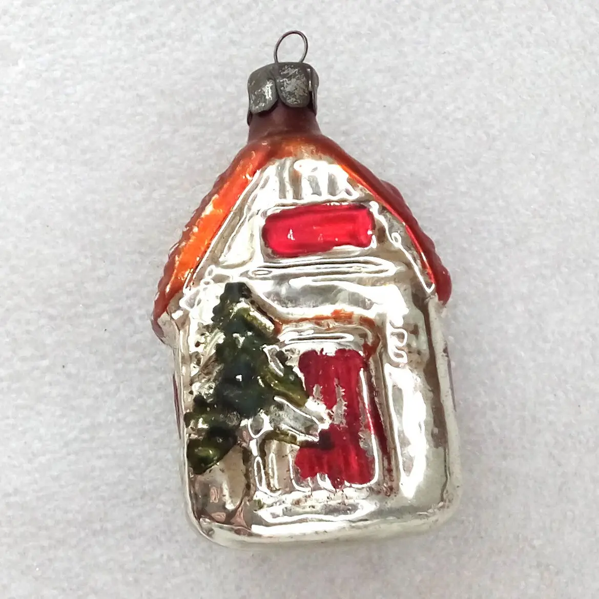 Antique Vintage Glass Christmas Ornament House