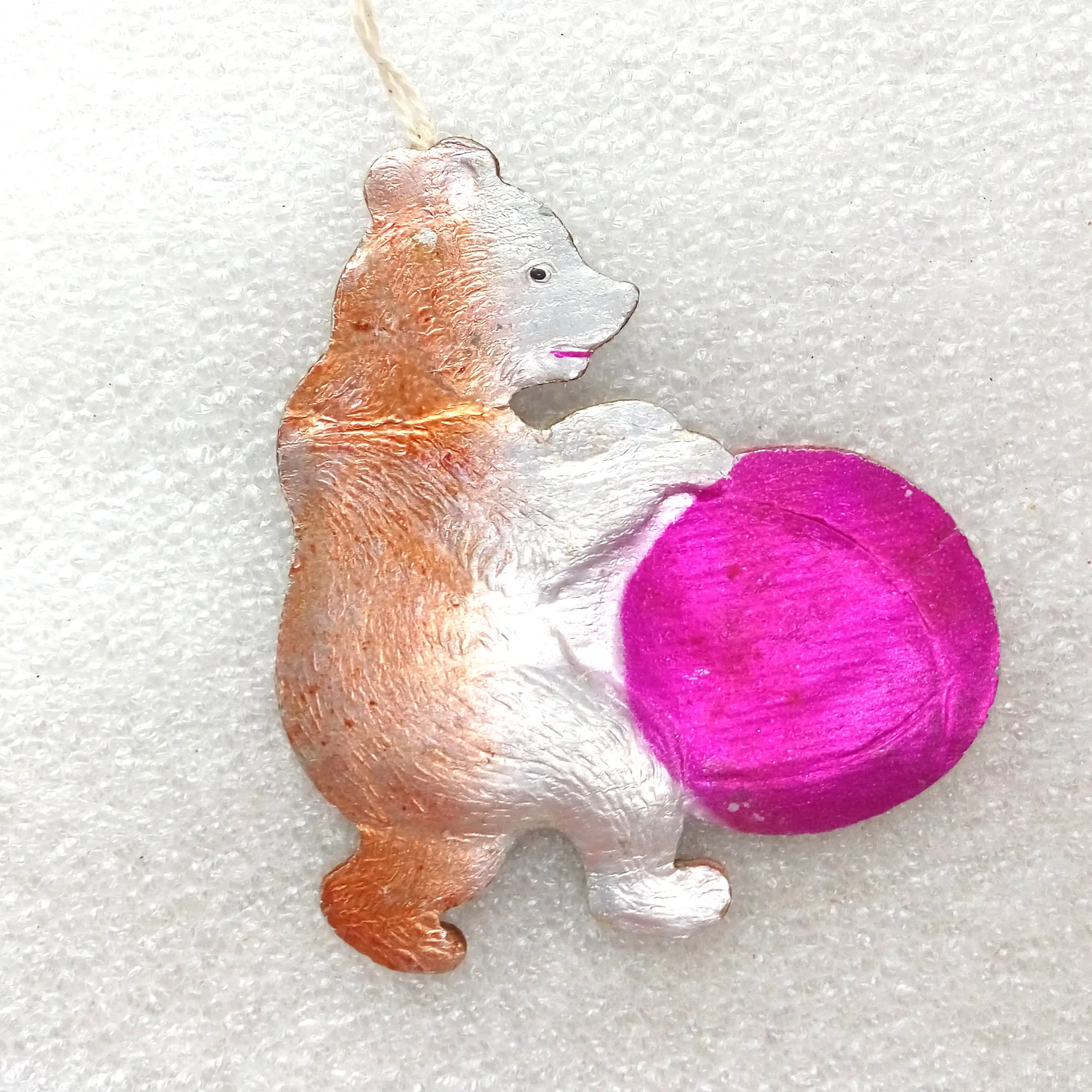 Antique Vintage Cardboard Christmas Tree Ornament Circus Bear